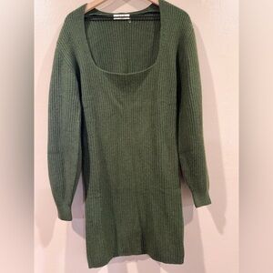 OGD Wool Blend with Cashmere Tunic NWOT Women's Green Ribbed Sweater Large